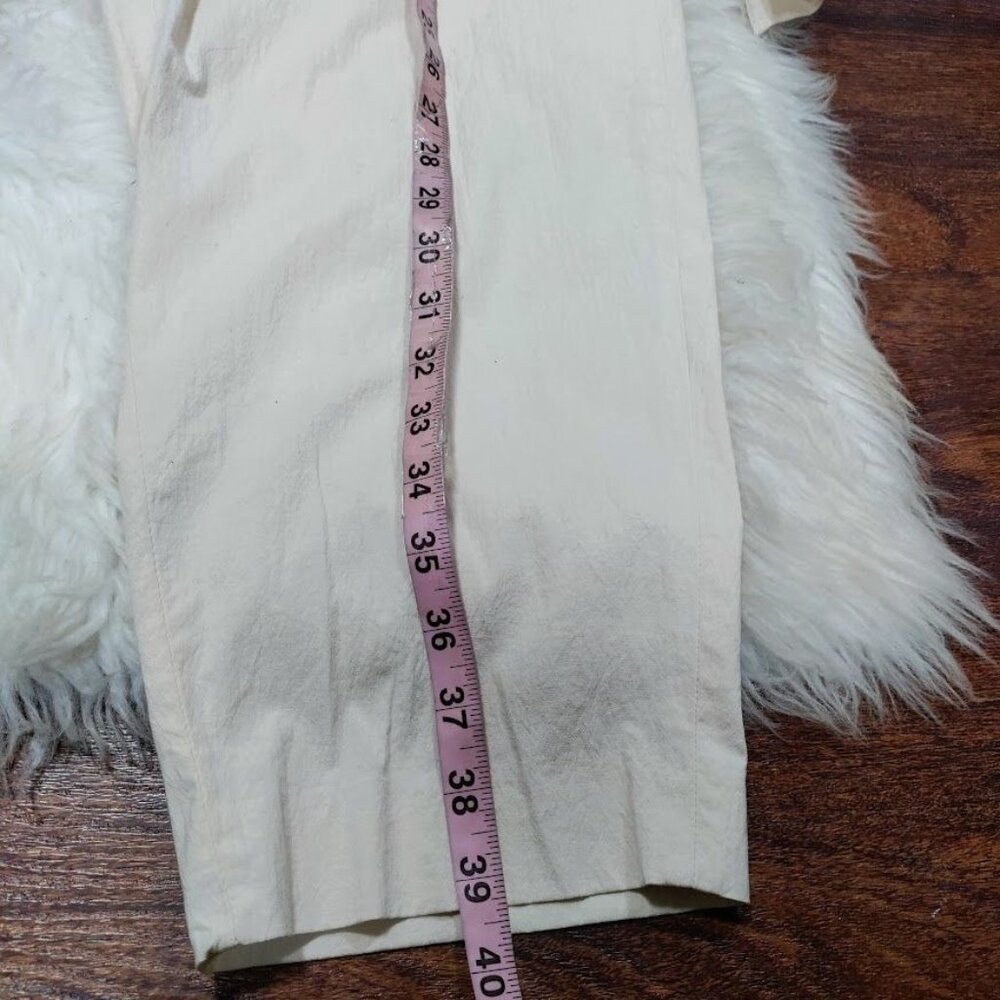 Zara Womens XL High Waisted Tapered Leg Capri Trousers Pants Cream Off White - Picture 15 of 16